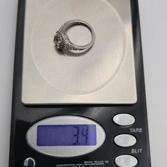 Size 7 Sterling Silver Pink Cubic Zirconia With Topaz Accents Ring A2437 - Picture 9 of 9